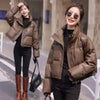 Solid Color Windproof Cropped Puffer Jacket Women Winter Thick Short Coat Warm Coat Fluffy Parka Vintage Tops Women's Clothing