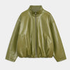 Chic Pu Leather Women's Jackets Skirts Suit Vintage Stand Collar Zipper Full Sleeve Outfits Female Autumn Lady Streetwears