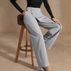 High Waist Women Suit Pants Fall Straight Office Ladies Trousers Casual Button Loose Female Asymmetry Pants