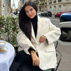 Women's Blazer Faux Fur Coats Outerwears Female Spring Jackets White Fitted Long Sleeve Blazer Office Wear Women 066