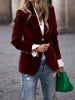 Women's Gold Velvet Blazer, Office Lady Spring Autumn Foreign Atmosphere, Red Blazers Suit, OL Professional Wear