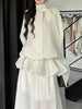Loose Minimalist Elegant Dresses For Women High Neck Half Sleeves Patchwork Folds Elegant Dress Female Clothing
