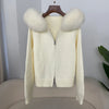 Knitwear Cardigan Women Spring Knitted Jacket Female Autumn Hooded Real Fox Fur Coat Natural Short Fur Coat Casual