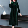 Women's Korean version Fat mm350 jin Golden Velvet Dress Female Spring and Autumn Knee Length Mom's Wide Wife Dress