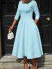 Women Twist Length Sleeve O-neck Big Swing Retro Dress Autumn Vintage Vestidos Even Party Cocktail Dresses