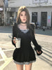 American Vintage Shirt Long Sleeve Mini Dresses Women Clothing Slim Fit Polo Neck Black Short Party Dress Korean Autumn