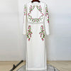 High Street Designer Party Vestido Women's Long Sleeve Beaded Maxi Long Dress