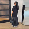 Solid Color Loose Fit Flare Sleeve Tiered Dress Crew Neck Ruffle Hem Pleated Long Maxi Dresses Spring Chic Casual Outwear