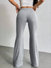 Womens Solid Color High Waist Wide Leg Pants Made of Polyester with Drawstring Closure for Casual Vacation Holiday and Fitness