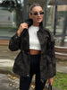 Camouflage Stand Collar Jackets Women's Casual Zipper Drawstring Waist-cinching Pockets Coat Autumn Ladies Outwear