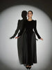 Women Chic Velvet Patchwork Chiffon Dress Elegant Full Sleeve Round Neck High Waist Maxi Dresses Lady Dinner Party Robes