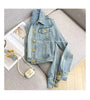 Sense Heavy Industry Denim Coat Female Korean Wash Short Style Temperament Tops Metal Buckle Denim Jacket Women