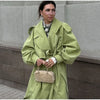 High Street Brown Belted Trench Coats Women's Loose Lapel Lace-up Button Full Sleeve Windbreakers Autumn Ladies Outwear