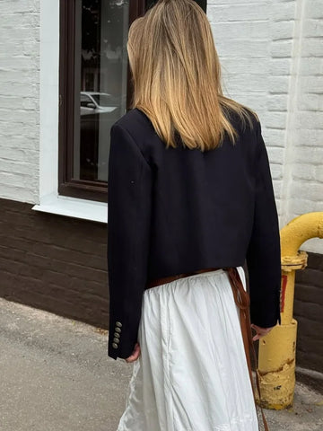 Spring Stand Collar Jacket For Women Elegant Court Long Sleeve Military Short Coats Lady High Street Chic Y2K Outerwear