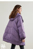 Womens Down Jacket Winter 90 White Duck Down Purple Hooded Large Pocket Warm Long Outerwear