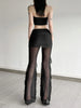Aesthetic Sexy See Through Pants Women Dark Gothic Streetwear Vintage Coquette Grunge Ruffle Patchwork Flare Pants Femme