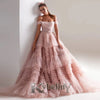 Chic Evening Dresses for Women Rhinestones One-Shoulder Trumpet Sweep Train Pleat Satin Vestido De Noche Customized