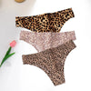WarmSteps 3Pcs/Set Sexy Leopard Thongs Women's Panties Thongs Female Underwear Seamless Printed Panties Ice Silk Briefs