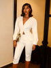 Elegant Blazer 2-Piece Set Women Single Breasted Jacket+Calf Pants Matching Simple Solid Office Commute Slim Outfits