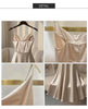 Pearl Strap Satin Slip Retro Dress Women's Elegant Solid Color Dress Strap Handmade Beaded Waist Collection Satin Gilded Dresses