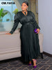 Plus Size Women's Dress Set Long Sleeve V-neck Blouse and Pleated Maxi Long Skirts Suit Birthday Two 2 Piece Set Outfits