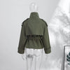 Spring Women's Solid Lace Up Trench Coat Stand Collar Double Breasted Jacket Stylish Lady Long Sleeve Outerwear Street