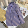 Casual Women's Blazer for Spring Double-Breasted Purple Blazers Jacket Woman with Design Flair Suit Outwear