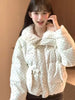Sweet Polka Dot Parkas Women Winter Loose Casual Thicken Button Patchwork Puffy Coats Korean Fur Collar Female Outwear