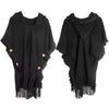 Womens Bohemian Hooded Knitted Shawl Winter Warm Button Wraps Scarf Coat Cloak Cardigan