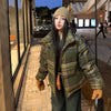 Plaid Print Cotton-Padded Jacket Women Winter Thicken Warm Puffy Bread Clothing Korean Retro Student Down Cotton Parkas Street