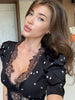 Lace Patchwork Printed Maxi Dresses For Women Sexy Streetwear Short Sleeves Slim Hollow Out Long Vestidos Robes Female