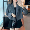 Black Cropped Blazers Women Spring Autumn Elegant Long Sleeve Single Button Suit Jacket Woman Korean All Match Office Suit Coat