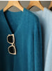 Birdtree,96.5% Sheep Wool 3.5% Cashmere Knitted Cardigan,Woman Seamless V-neck Sweater, Autumn Single Breasted Coat T59001JF