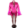 Women's Sparkle Diamond Blazers Coat Female Streetwear Long Sleeve Casual Spliced Feather Chic Suit Coats