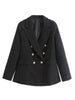 Women jacket Autumn Double Breasted Tweed Check Blazer Coat Vintage Long Sleeve Pockets Female Outerwear Chic
