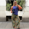 Printed Curved Wide Leg Denim Jeans High Waist Seam Detail Casual Women All-match Long Pants Autumn Chic Outfits