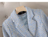 Korean Tweed Blazer Jacket Coat Women Long Sleeve French Slim Woolen Suit Outwear Autumn Winter Casaco