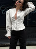 Striped Suit Outwear For Women V-Neck Patchwork Commute Slim High Waist Autumn Coat Female Blazers Coat