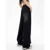 Lady Retro Black Gray High Waist Jeans Pants Women Straight Leg Denim Trousers Girls Loose Fit Thin Casual Pants
