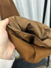 Retro Leather Ankle-Length Pants Women Elastic Waist Suede Sheepskin Wide Leg Length Straight Cylinder Trousers Black brown