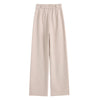 Autumn Winter High Waist Woolen Women's Wide Leg Pants Button Korean Casual Loose Straight Full Length Trousers Female