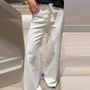 Women's Pants White Pant Jeans Women Bow Lace-Up Mid Waist Flared Pants Chic Elegant Denim Office Wear Women Trousers