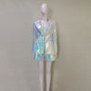 High Street Stylish Designer Suit Set Women's Trim Single Button Sparkling Sequined Blazer Shorts Set