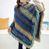 Coat Overlays Winter Warm Mongolian Poncho Ethnic Style Striped Knitting Wraps Polyester Pullover Tassel Shawl for Women