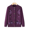 O-neck Women Autumn Winter Coat Middle-Aged Elderly Mother Knitting Cardigan Sweater Coat Warm Loose Jacket Grandma Clothin
