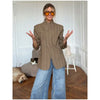 Vintage Plaid Lapel Jacket Shorts Set Women Full Sleeve Belted Buttons Pockets Blazer Suit Autumn Lady Commute Street Outfit