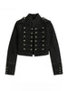 Y2K Retro Hussars Jacket Stand Collar Double Breasted Button Cropped Jacket Napoleon Old Money Blk Denim Jacket Women Boxy Coat