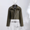 Street Pu Leather Women Jacket Elegant Long Sleeve Zippers Stand Collar Female Outwear Autumn Winter Chic Lady Coat