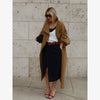 Lady Oversized Long Trench Women Coat Stand Collar Single Breasted Loose Wide Sleeve Casual Coats Autumn Winter Chic Jackets