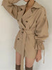 Autumn Winter Khaki Minimalist Women's Trench Coat Sashes Windbreaker Loose Flare Sleeve Double Breasted Trench